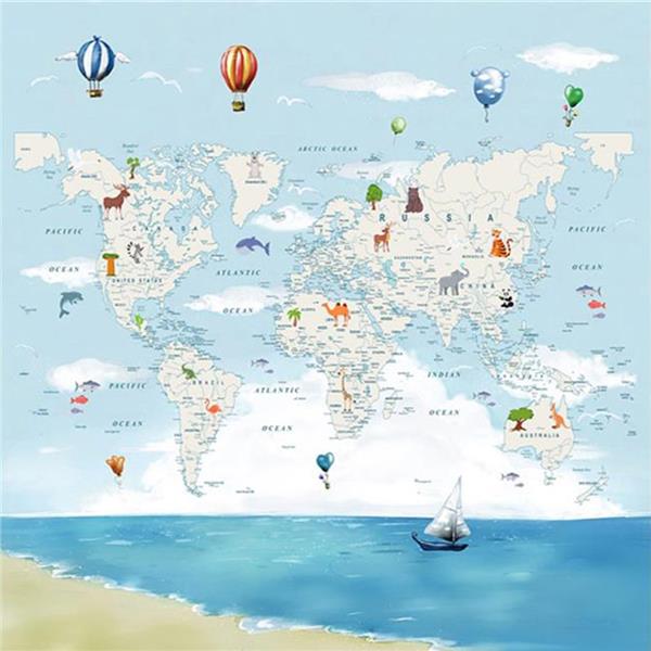 Egitici World Map Kids Room Wallpaper by MywallpaperShop