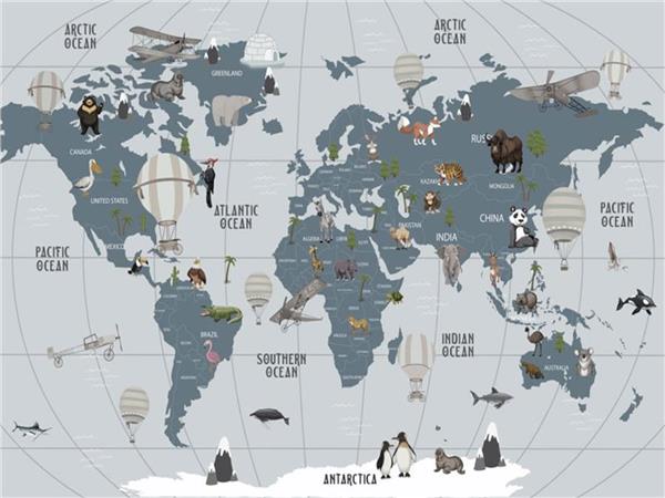 Egitici World Map Kids Room Wallpaper by MywallpaperShop
