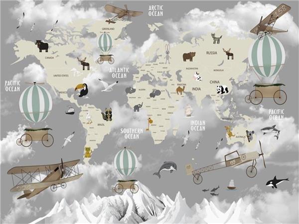Egitici World Map Kids Room Wallpaper by MywallpaperShop