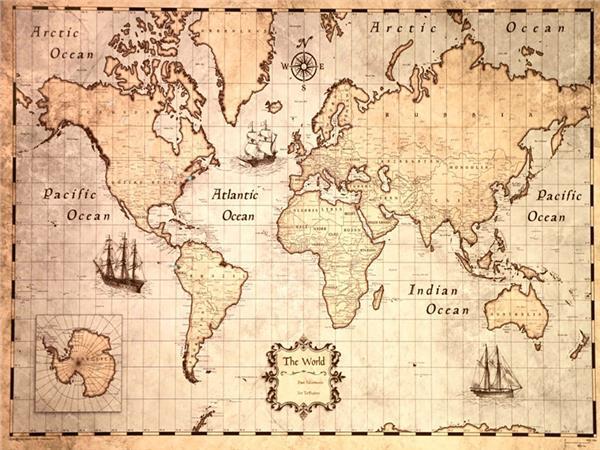 Vintage World Map Wallpaper by MywallpaperShop