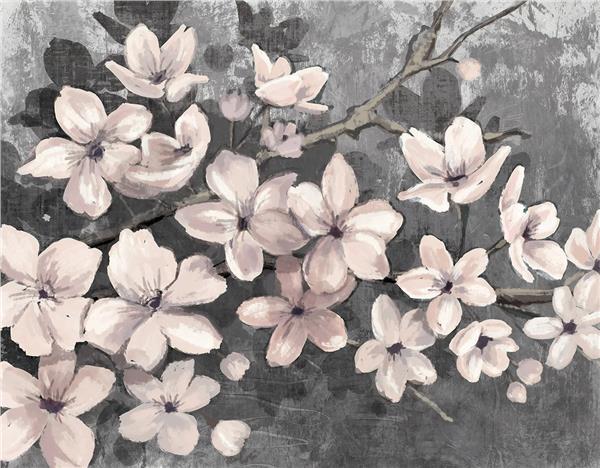 Vintage Gri Zeminde White Flower Wallpaper by MywallpaperShop