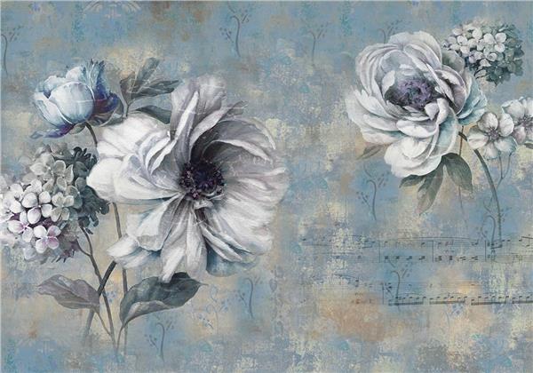 Vintage Blue Zeminde Big Flower Wallpaper by MywallpaperShop