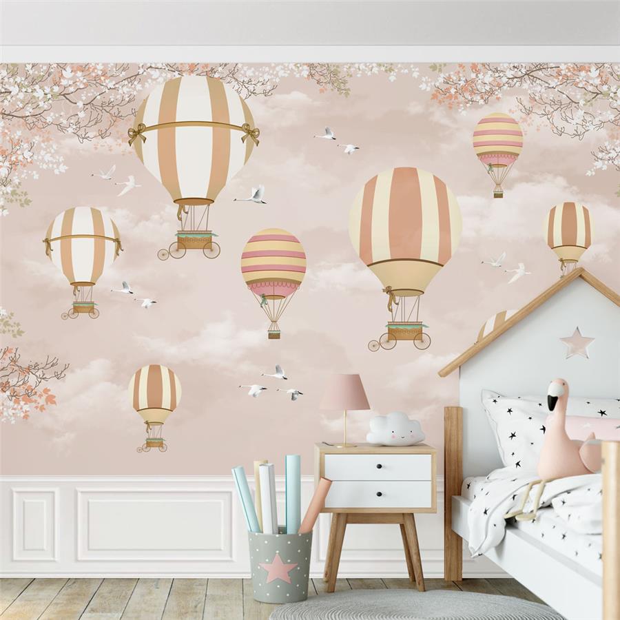 Flying Balloons Kids Room Wallpaper