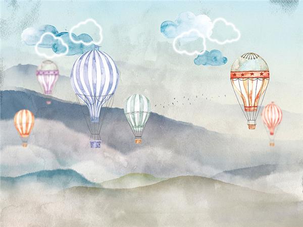 Gokyuzu and Balloons Kids Room Wallpaper by MywallpaperShop