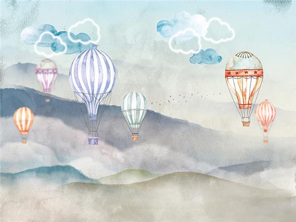 Gokyuzu and Balloons Kids Room Wallpaper by MywallpaperShop