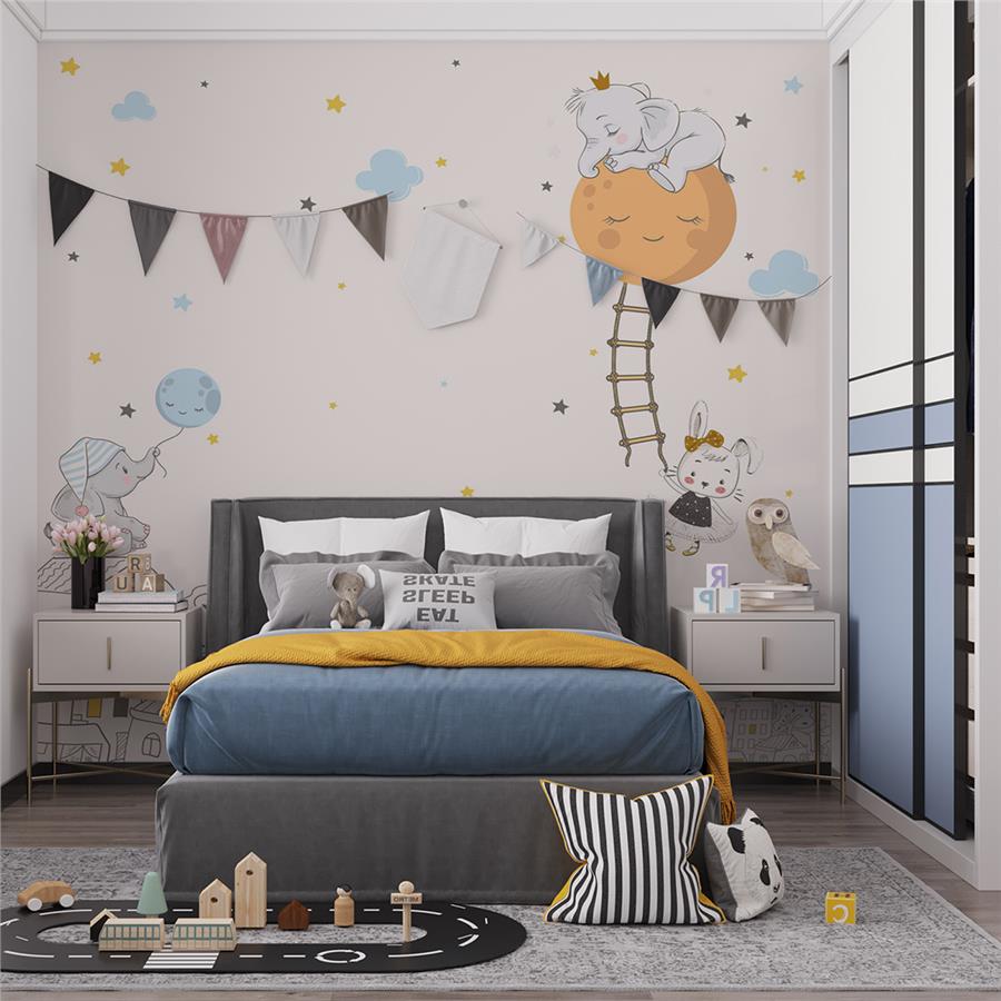 Happy Elephants Kids Room Wallpaper