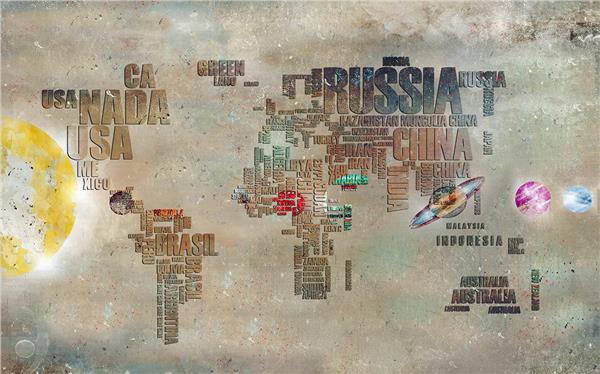 Harf Yazili World Map Wallpaper by MywallpaperShop