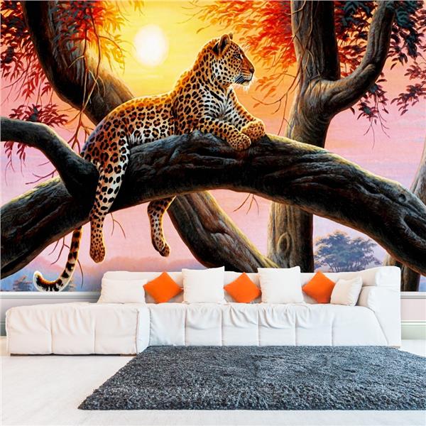Leopar and Forest 3D Wallpaper by MywallpaperShop