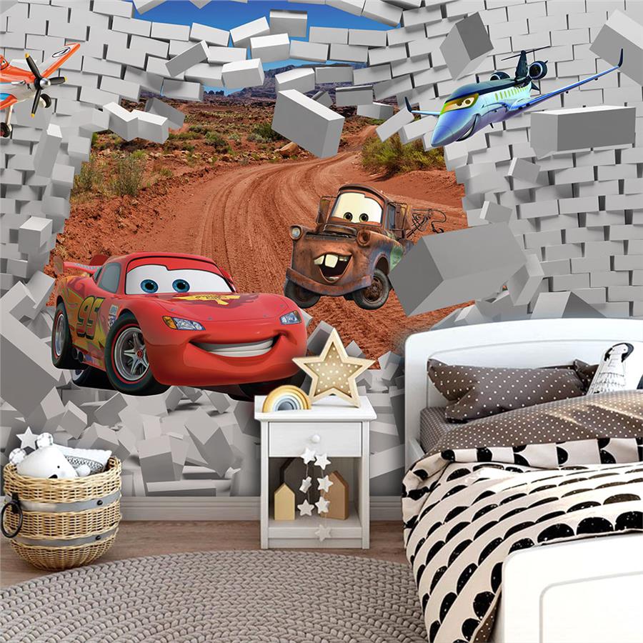 Lightning Mcqueen 3D Kids Room Wallpaper