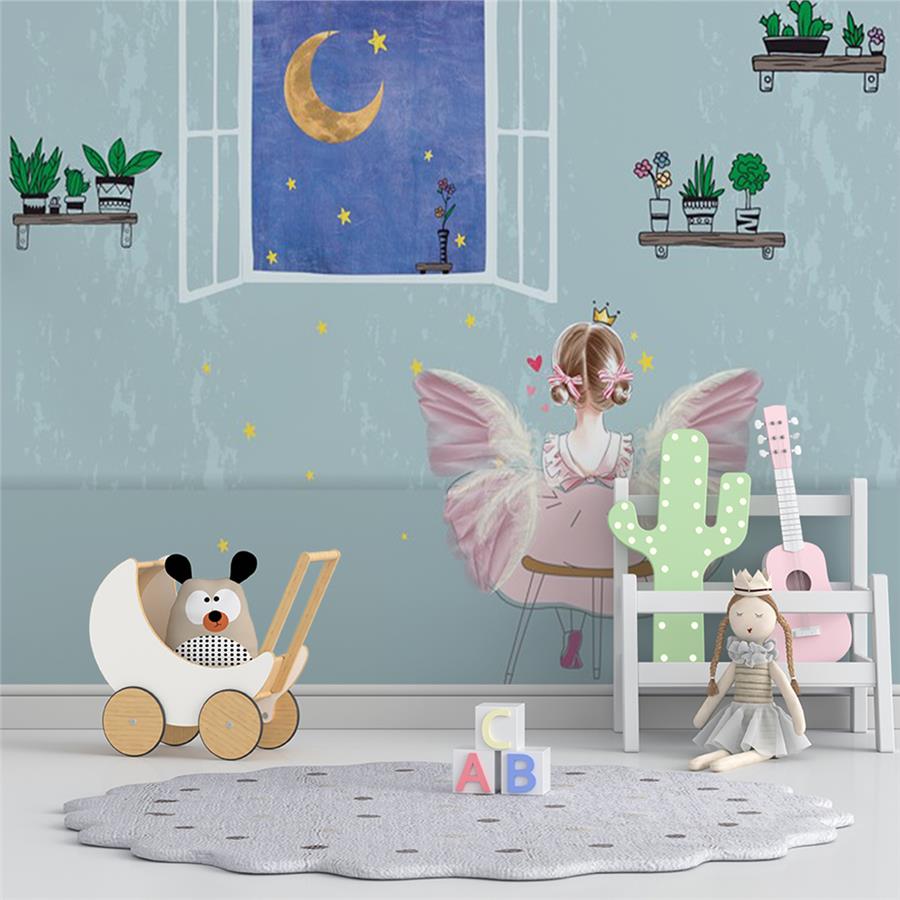Little Princess in Dream World Kids Room Wallpaper