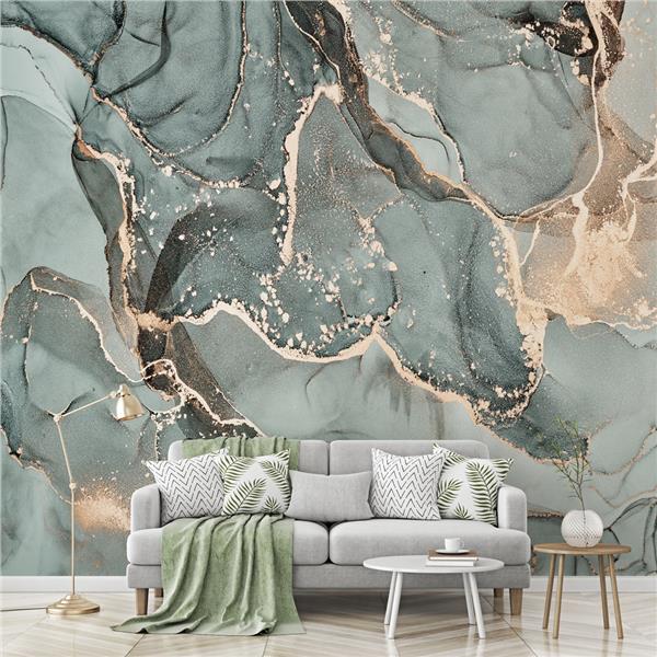 Green Gold marble Design 3D Wallpaper by MywallpaperShop