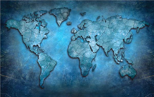 Blue World Map Wallpaper by MywallpaperShop