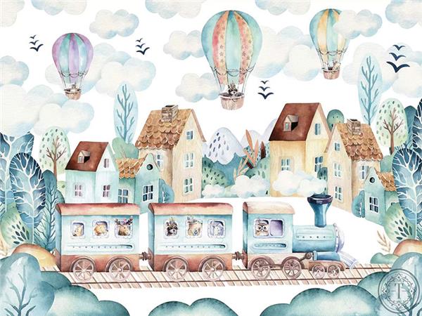 Little Yolcular Traini Kids Room Wallpaper by MywallpaperShop