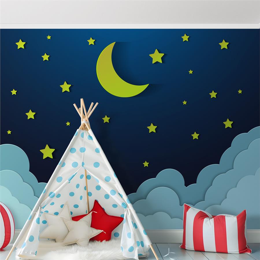 Moon and Star Kids Room Wallpaper
