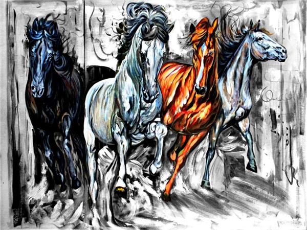 Ozgur Atlar Yagli Boya Gorunum Wallpaper by MywallpaperShop