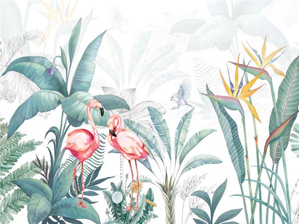 Tropical Design and Flamingo Wallpaper by MywallpaperShop