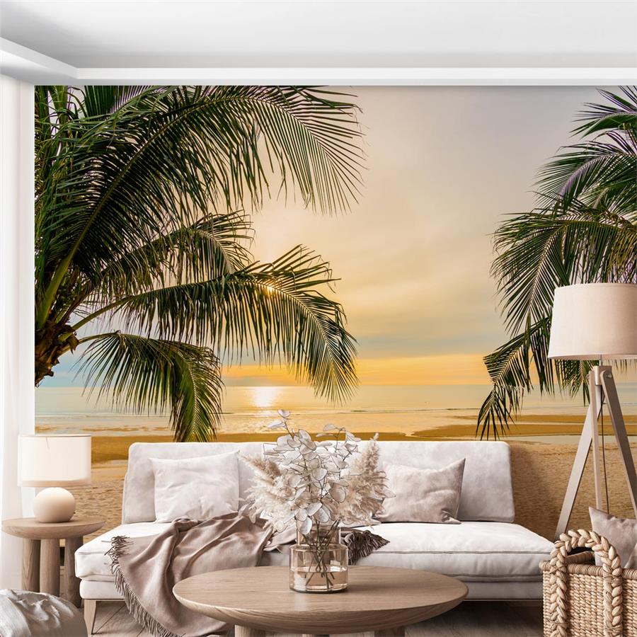 Palm Trees & Beach Sea Wallpaper