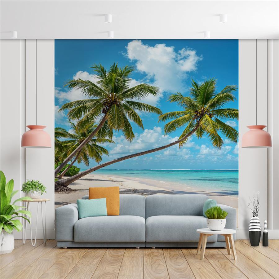 Palm Trees Reaching the Sea Wallpaper