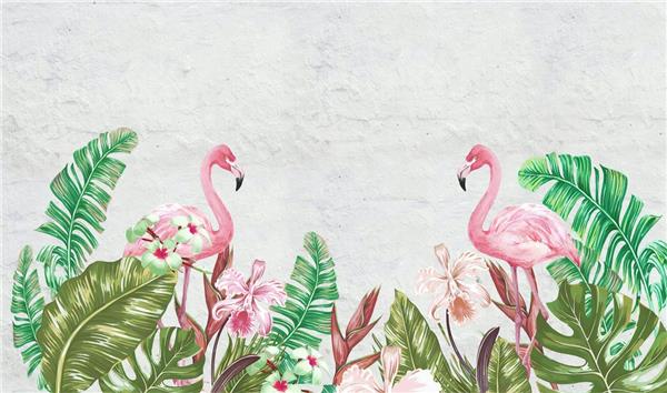 Pink Flamingo Tropical Design Wallpaper by MywallpaperShop