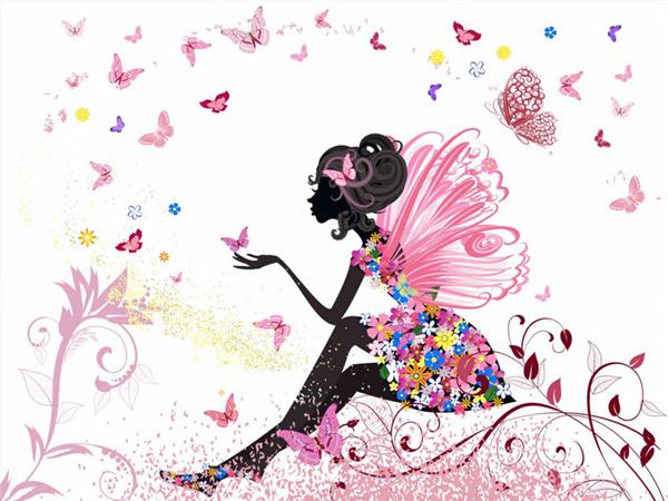 Fairy and Butterflies Kids Room Wallpaper by MywallpaperShop