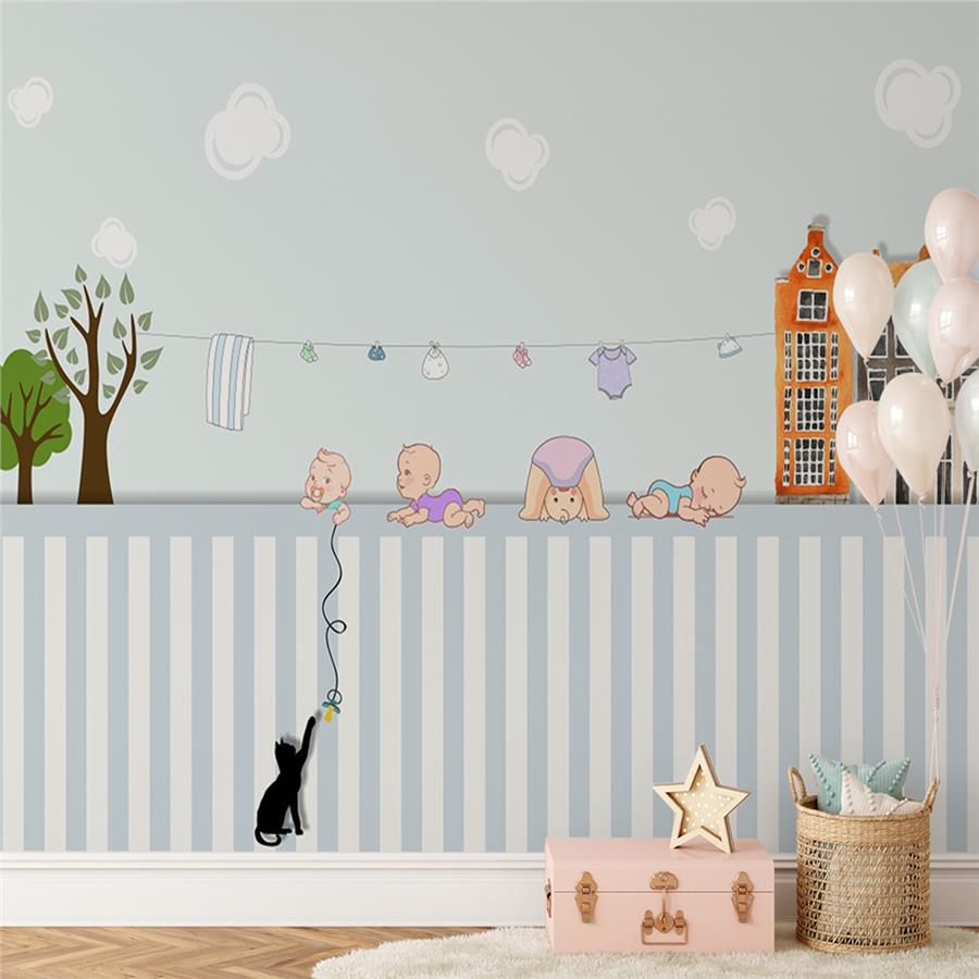 Playful Little Ones Kids Room Wallpaper