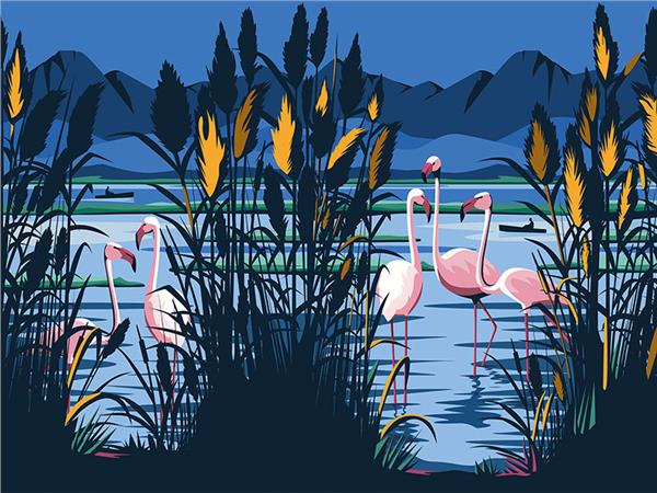 Retro Flamingo Design Wallpaper by MywallpaperShop