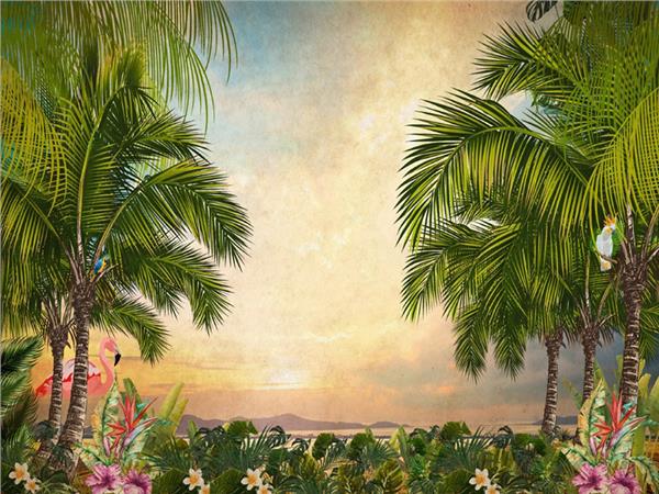 Retro Tropical Custom Design Wallpaper by MywallpaperShop