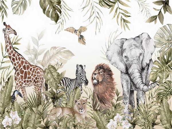 Safari Botanic Kids Room Wallpaper by MywallpaperShop