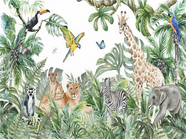 Safari Fun Forest Kids Room Wallpaper by MywallpaperShop