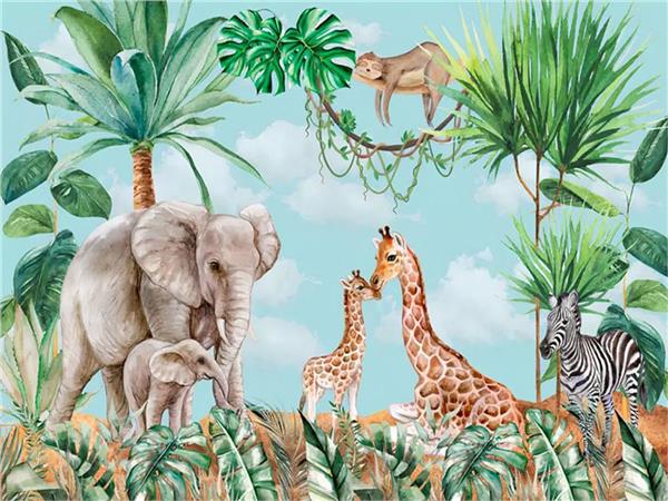 Safari Fun Forest Kids Room Wallpaper by MywallpaperShop