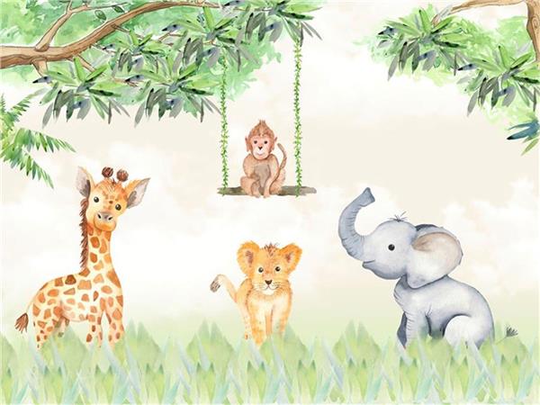 Safari Little Dostlar Kids Room Wallpaper by MywallpaperShop