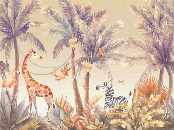 Safari Neseli Minikler Kids Room Wallpaper by MywallpaperShop