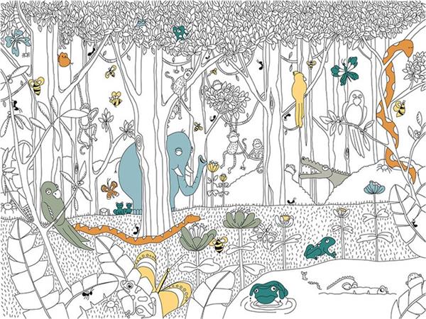 Safari Neseli Hayvanlar Kids Room Wallpaper by MywallpaperShop