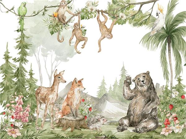 Safari Neseli Forest Folks Kids Room Wallpaper by MywallpaperShop