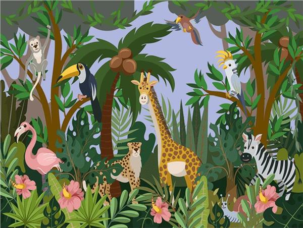 Safari Custom Design Kids Room Wallpaper by MywallpaperShop