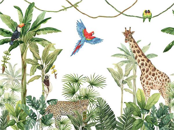 Safari Forest Hayvanlari Kids Room Wallpaper by MywallpaperShop