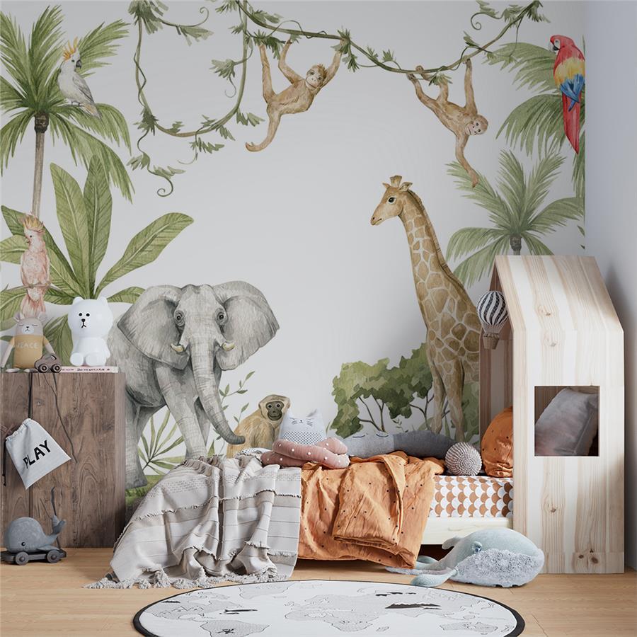 Safari Africa Animal Wallpaper For Kids Room Playful