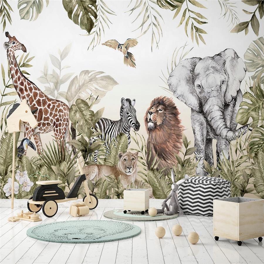 Safari Botanic Kids Room Wallpaper