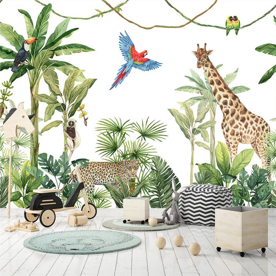 Safari Forest Animals Kids Room Wallpaper