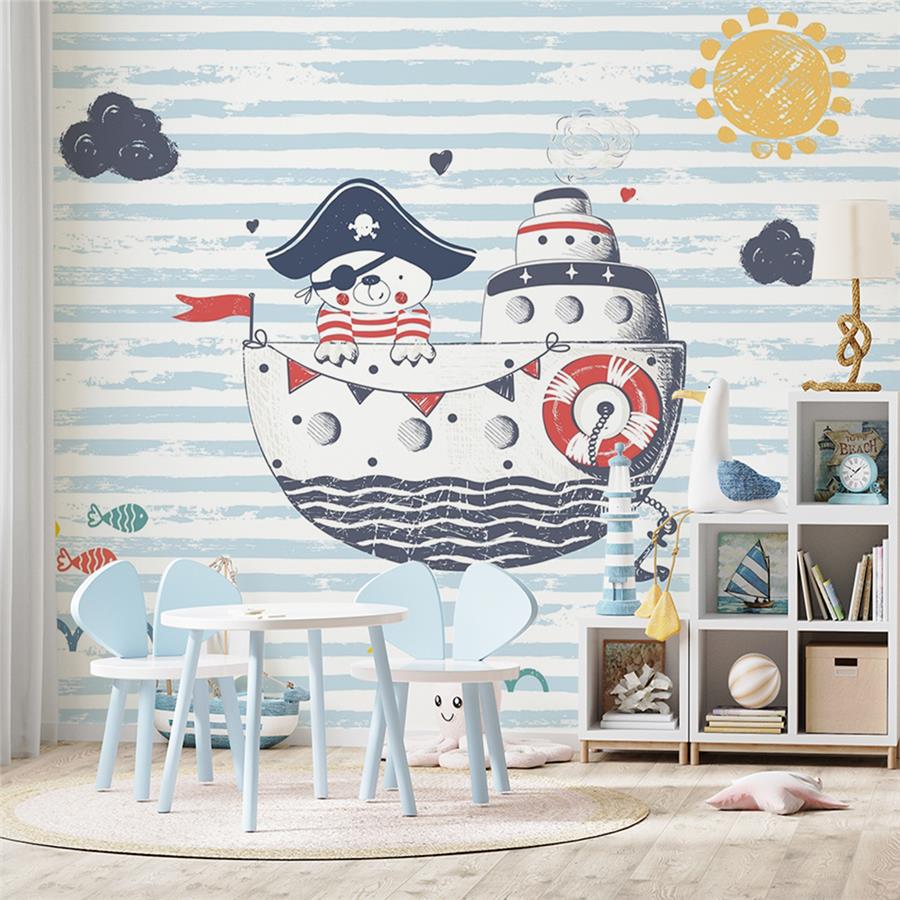 Sailor Teddy Bear Kids Room Wallpaper