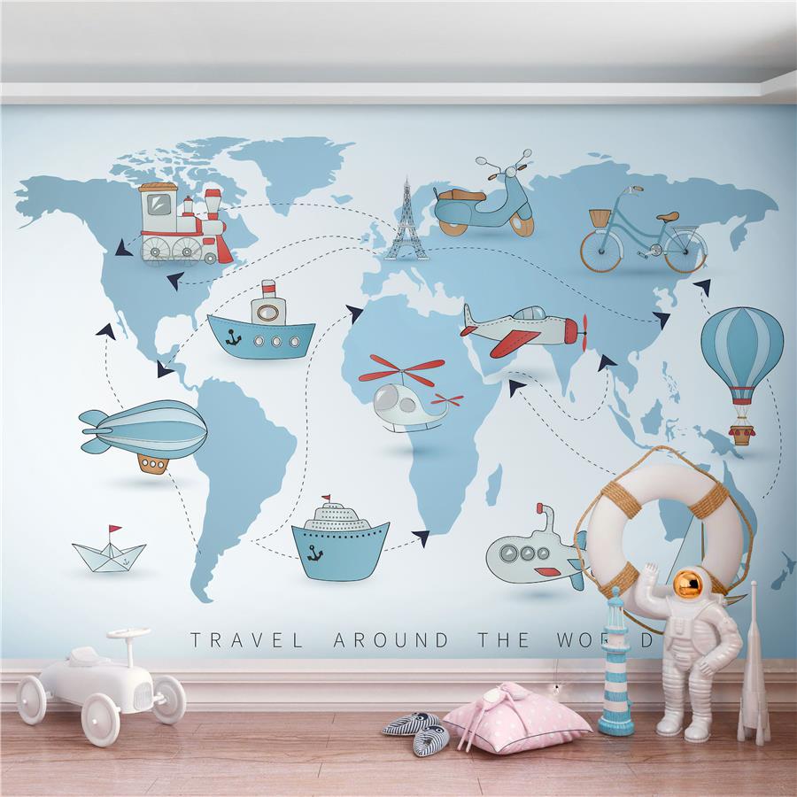 Sailor Theme World Map Kids Wallpaper