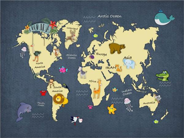 SweetHayvanlar Egitici World Map Kids Room Wallpaper by MywallpaperShop