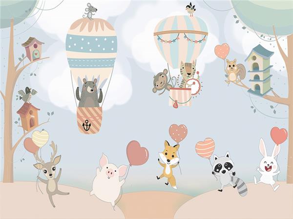 SweetMinikler and Flying Balloons Kids Room Wallpaper by MywallpaperShop