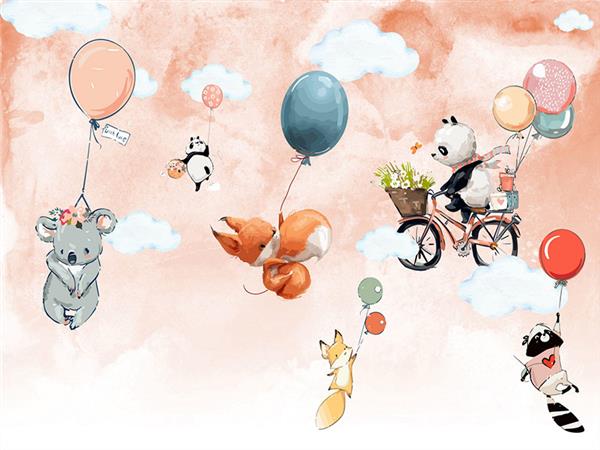 SweetMinikler and Flying Balloons Kids Room Wallpaper by MywallpaperShop