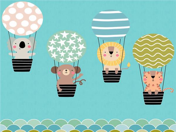 SweetMinikler and Flying Balloons Kids Room Wallpaper by MywallpaperShop