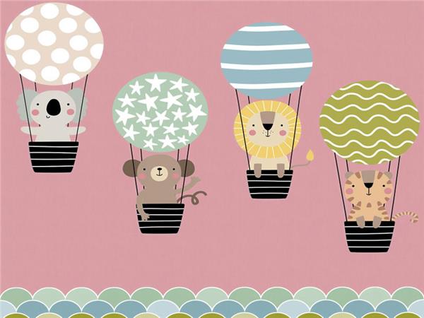 SweetMinikler and Flying Balloons Kids Room Wallpaper by MywallpaperShop