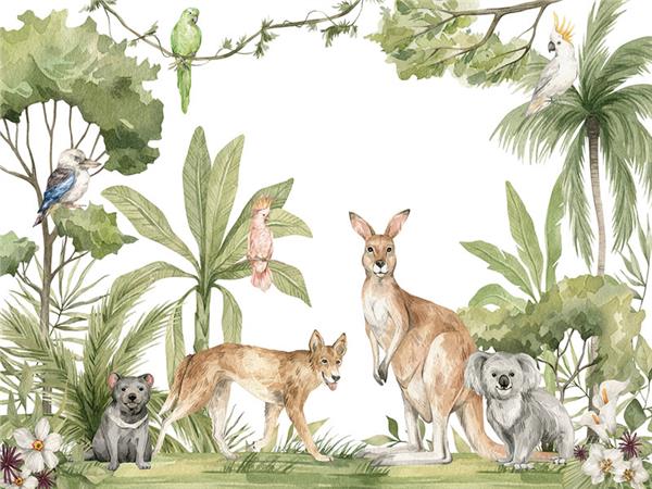 Safari SweetForest Folks Kids Room Wallpaper by MywallpaperShop
