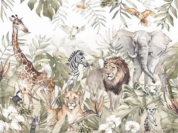 SweetSafari Hayvanlari Kids Room Wallpaper by MywallpaperShop
