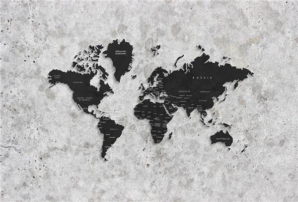 Black White World Map Wallpaper by MywallpaperShop