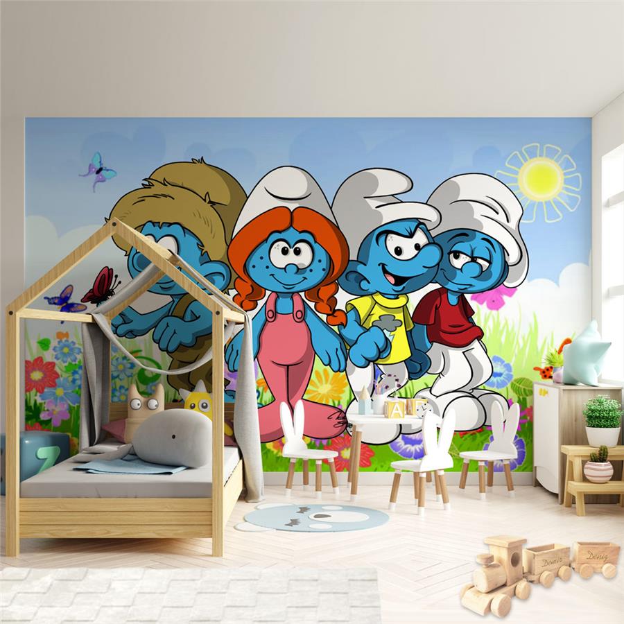 Smurfs Kids Room Wallpaper – Peel and Stick, Removable Wall Mural
